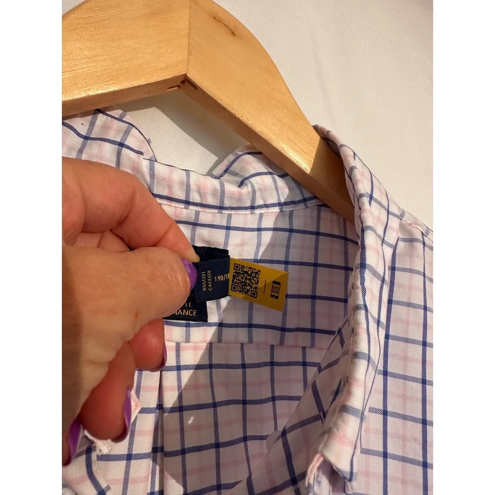 Polo Ralph Lauren Performance Shirt XXL Mens Blue Pink Plaid Short Sleeve‎ XXL